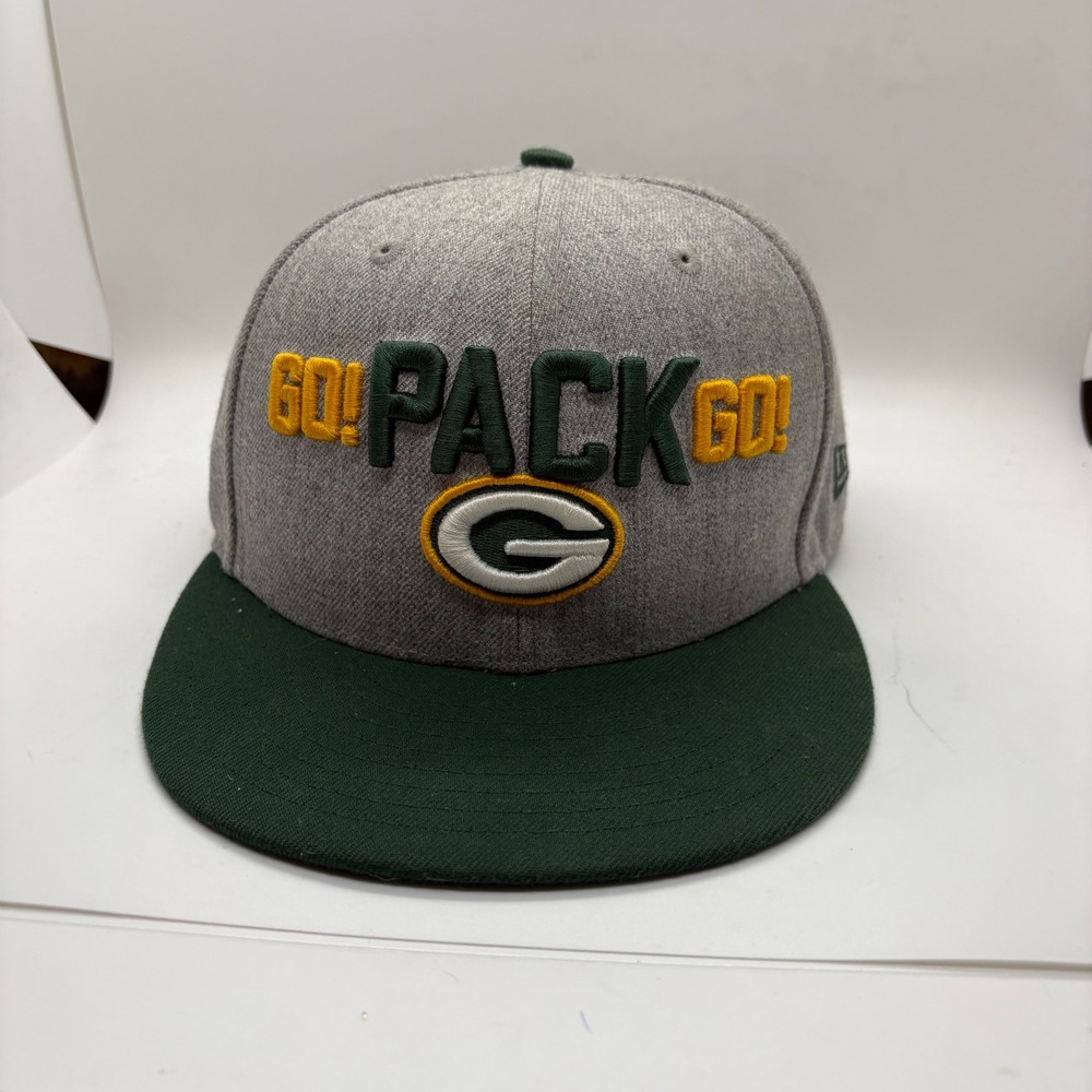 New Era Green Bay Packers 9FIFTY Snapback Hat Grey Green Go Pack Go NFL Cap